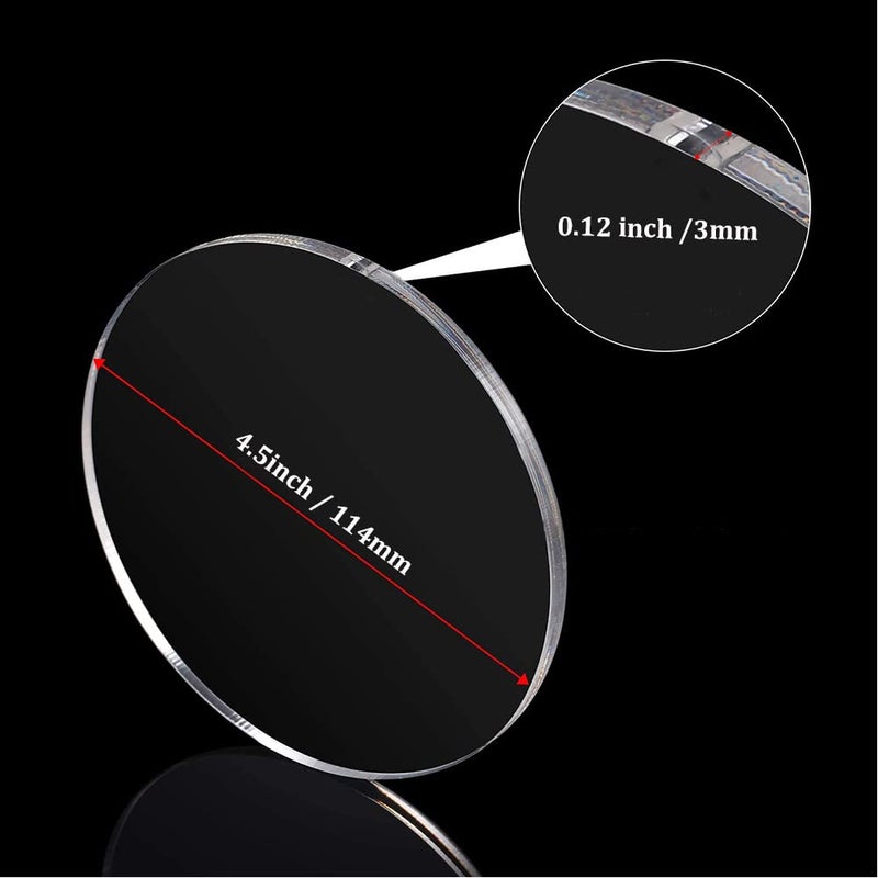HYNNIO 10 Pieces Clear Circle Acrylic Sheet, 1/8"" Thickness, 4.5 Inch Plexiglass Circle Acrylic Disc Transparent Round Acrylic Blank Sign for Name Cards, Cricut Cutting, Painting and DIY Projects - Image 2